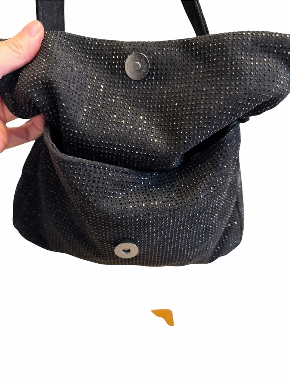 Black Sparkly Shoulder Bag w/Subtle Stud Detail - Picture 2 of 4